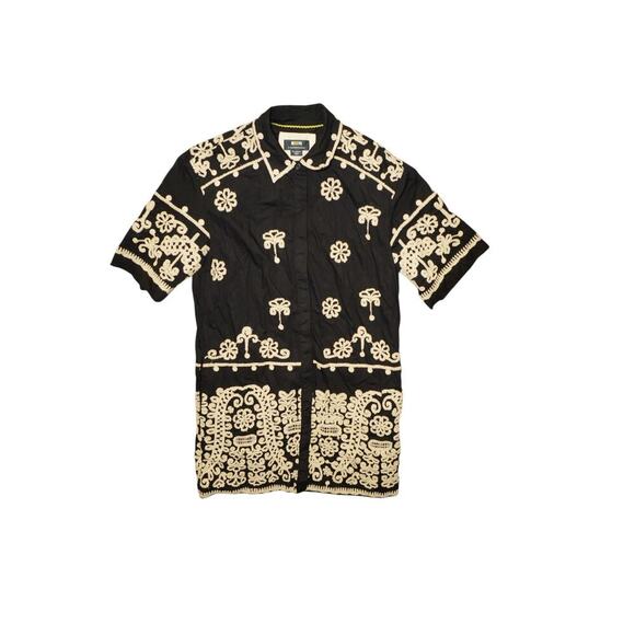 Maeve by Anthropologie Embroidered Collared Shirt Mini Dress Black/Cream – XXS - Picture 7 of 10